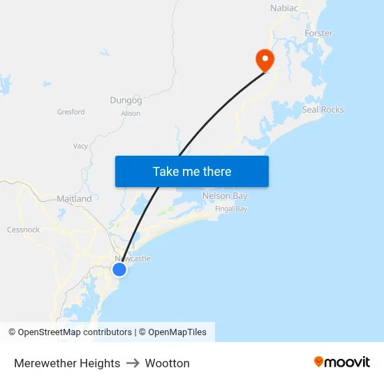 Merewether Heights to Wootton map