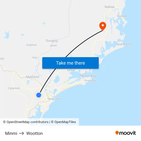 Minmi to Wootton map