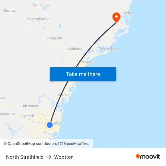 North Strathfield to Wootton map