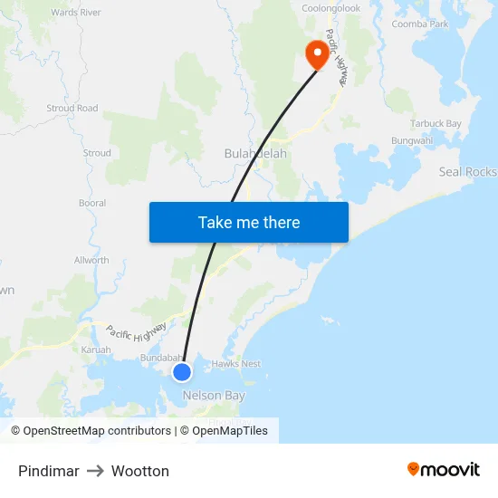 Pindimar to Wootton map