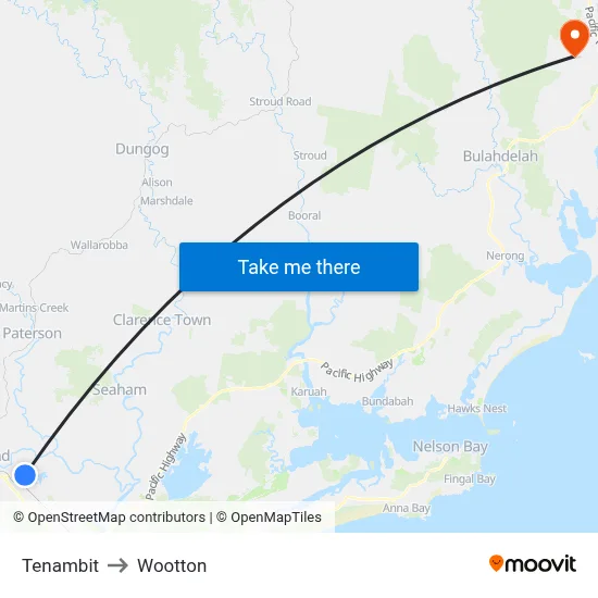 Tenambit to Wootton map
