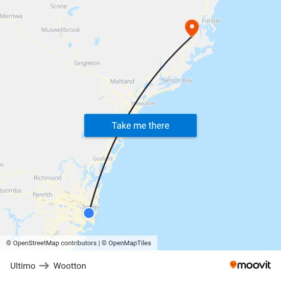 Ultimo to Wootton map