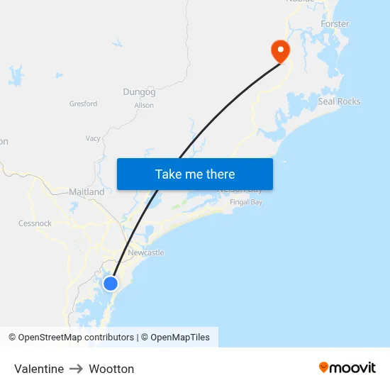 Valentine to Wootton map