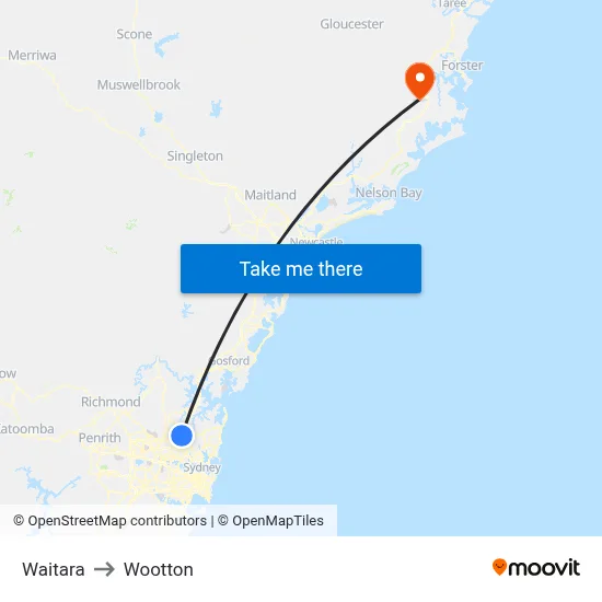 Waitara to Wootton map