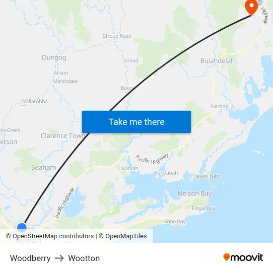 Woodberry to Wootton map