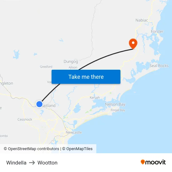 Windella to Wootton map