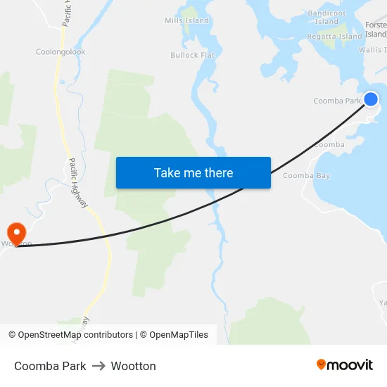 Coomba Park to Wootton map
