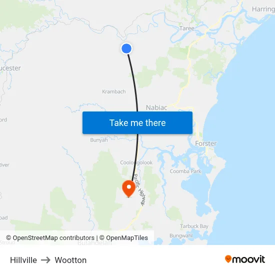 Hillville to Wootton map