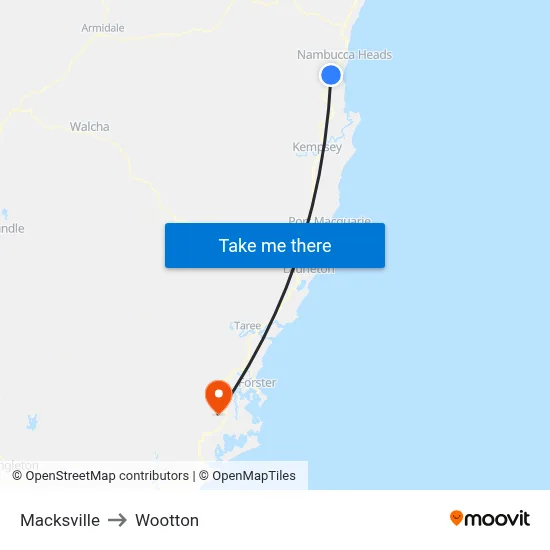 Macksville to Wootton map