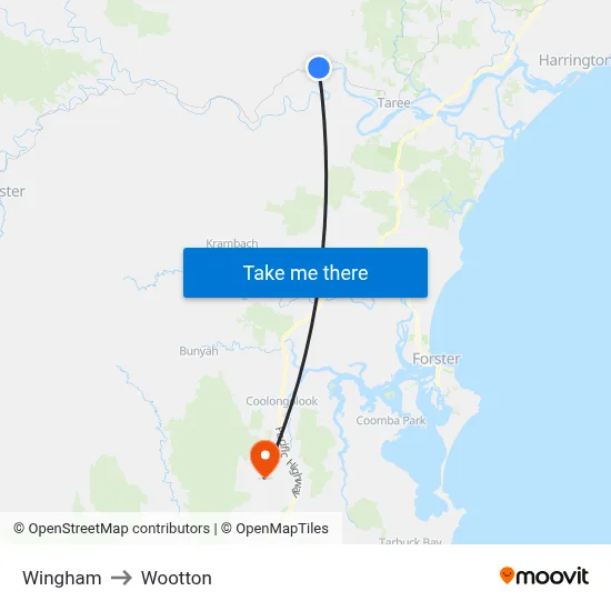 Wingham to Wootton map