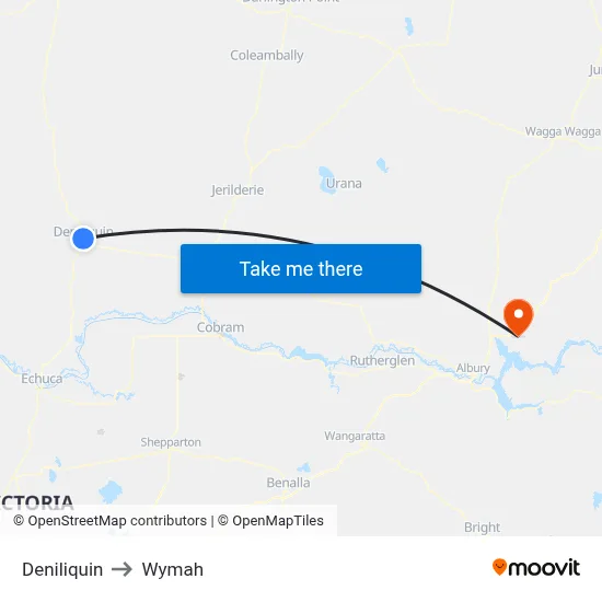 Deniliquin to Wymah map