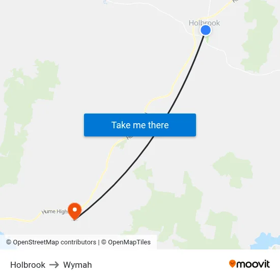 Holbrook to Wymah map
