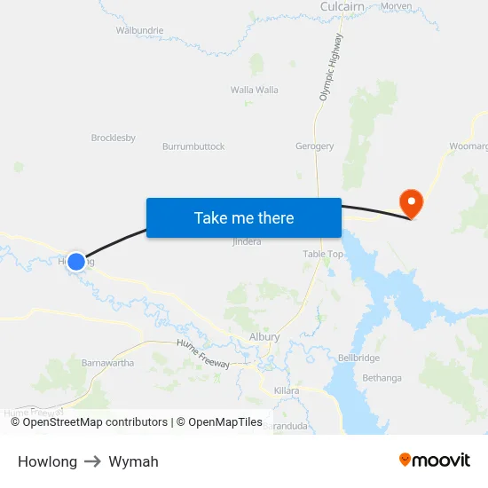 Howlong to Wymah map