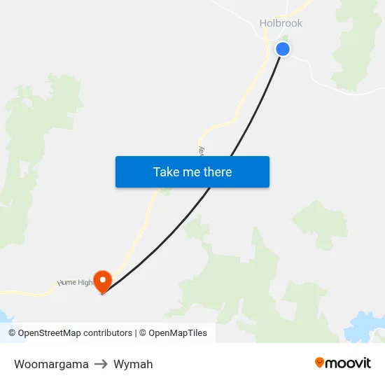 Woomargama to Wymah map