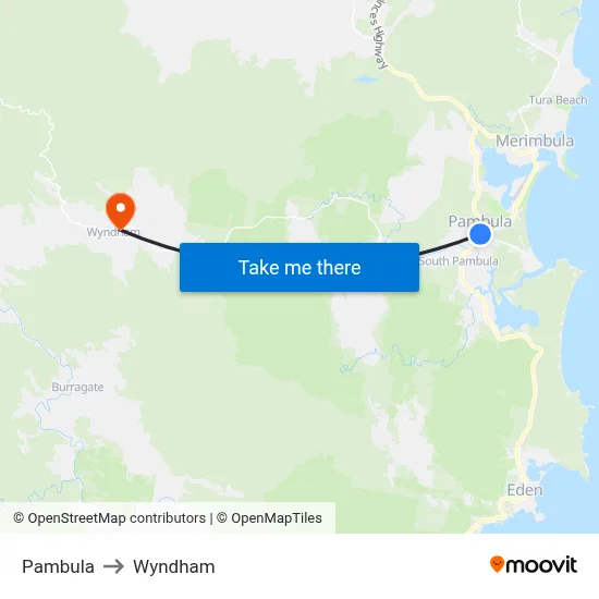 Pambula to Wyndham map
