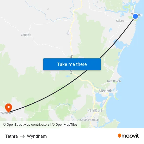 Tathra to Wyndham map