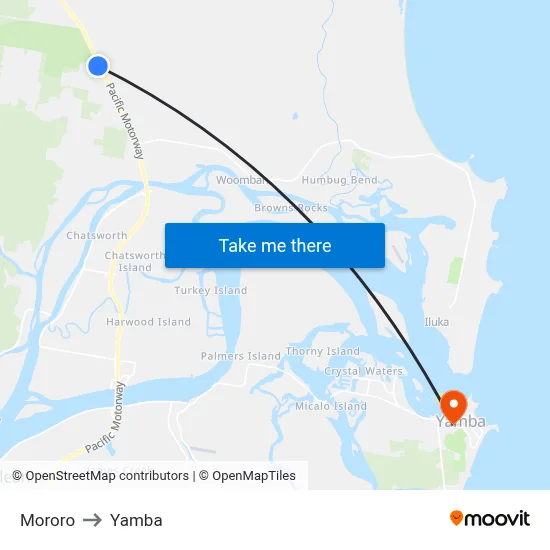 Mororo to Yamba map