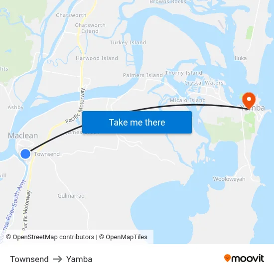 Townsend to Yamba map