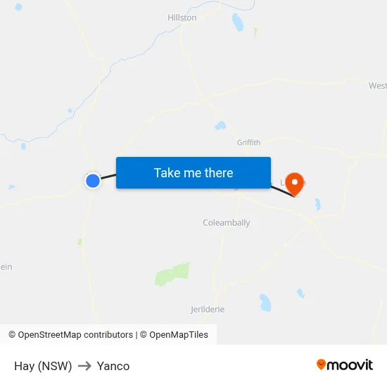 Hay (NSW) to Yanco map