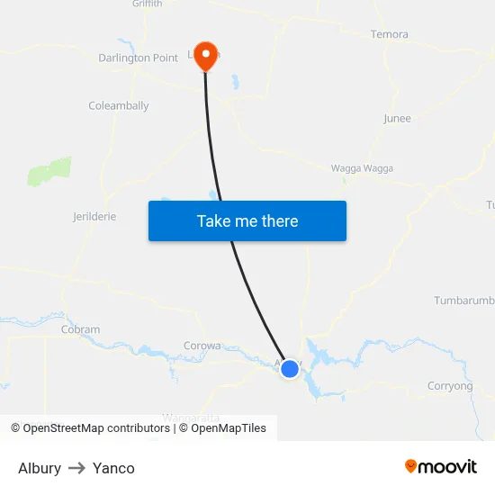 Albury to Yanco map