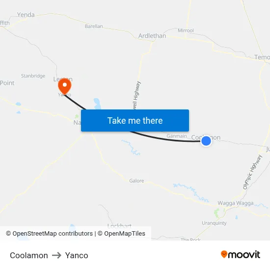 Coolamon to Yanco map