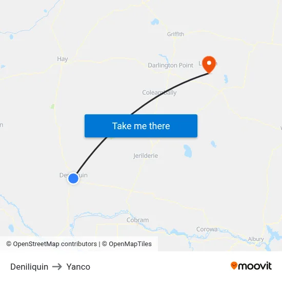 Deniliquin to Yanco map