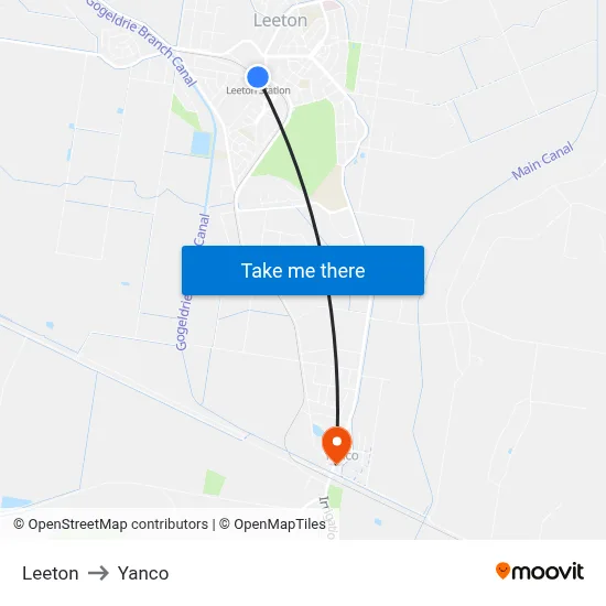 Leeton to Yanco map