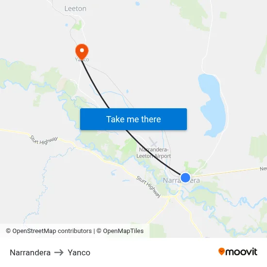 Narrandera to Yanco map