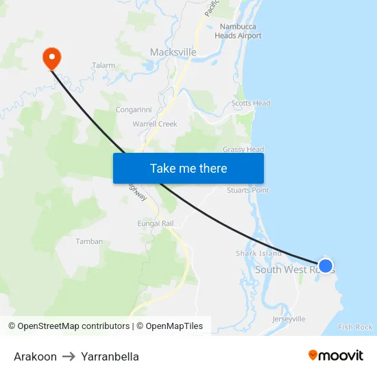 Arakoon to Yarranbella map