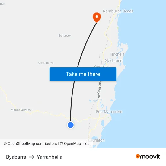 Byabarra to Yarranbella map