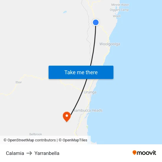 Calamia to Yarranbella map