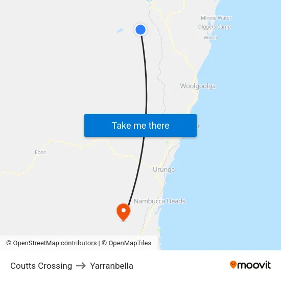 Coutts Crossing to Yarranbella map