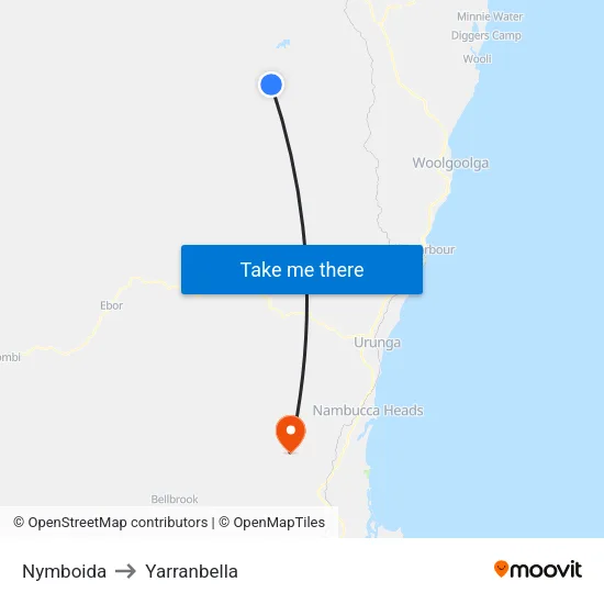 Nymboida to Yarranbella map