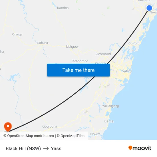 Black Hill (NSW) to Yass map