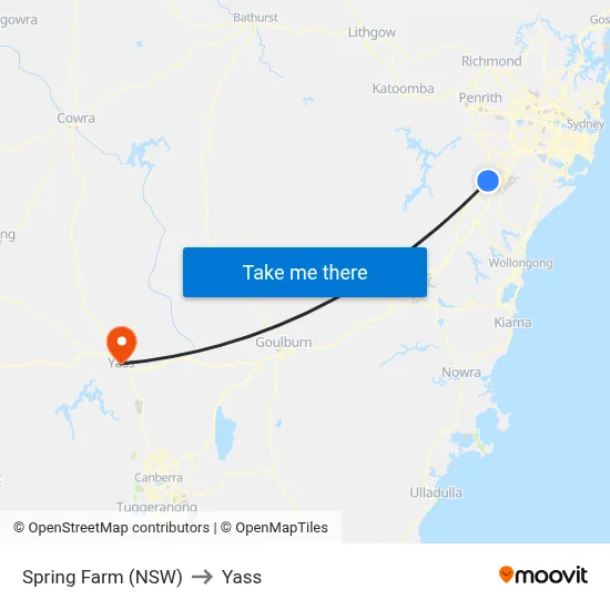 Spring Farm (NSW) to Yass map