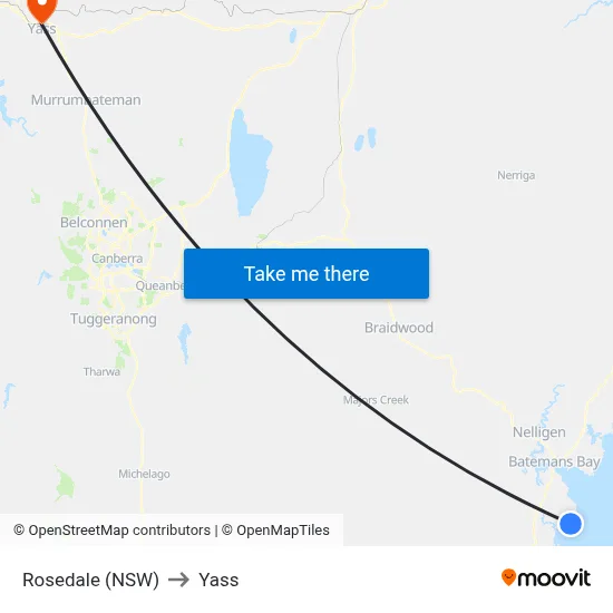 Rosedale (NSW) to Yass map