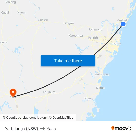 Yattalunga (NSW) to Yass map