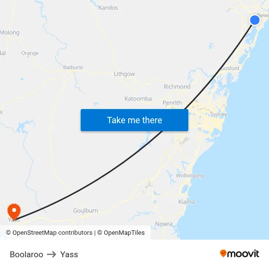 Boolaroo to Yass map