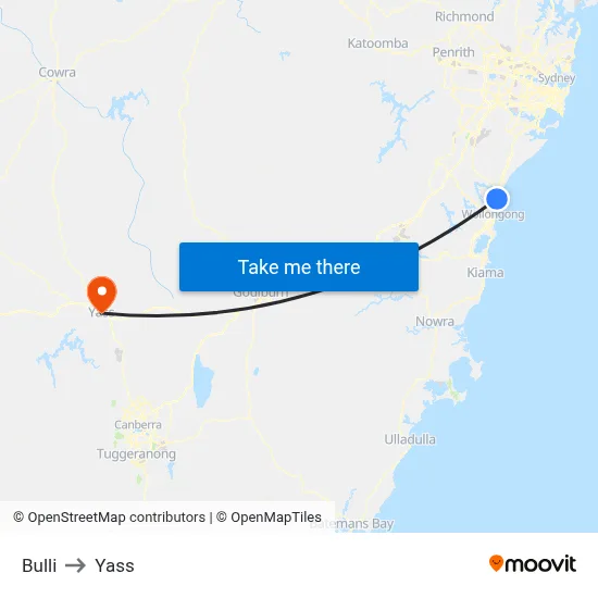 Bulli to Yass map
