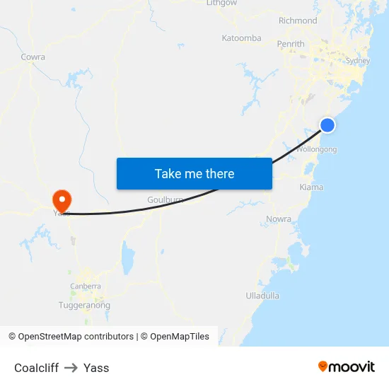 Coalcliff to Yass map