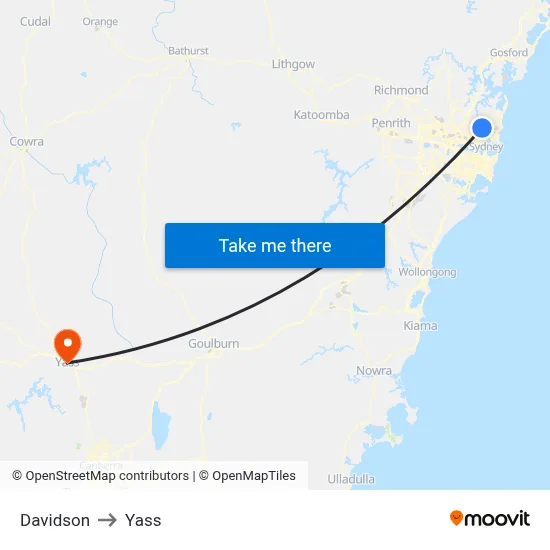 Davidson to Yass map