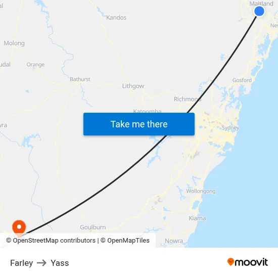 Farley to Yass map
