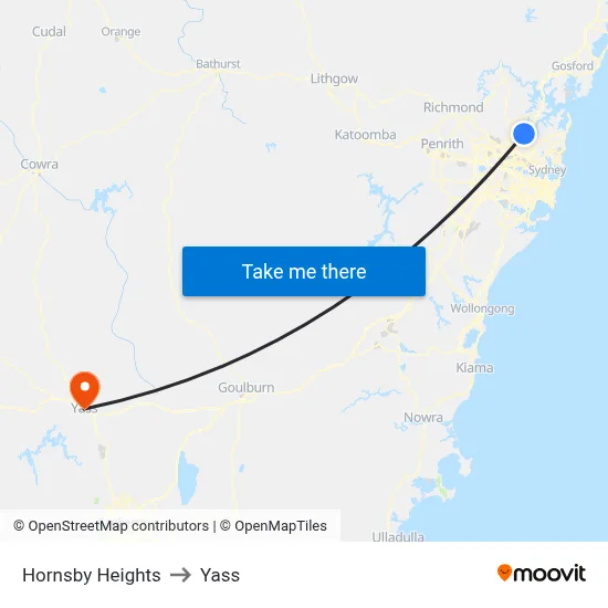Hornsby Heights to Yass map