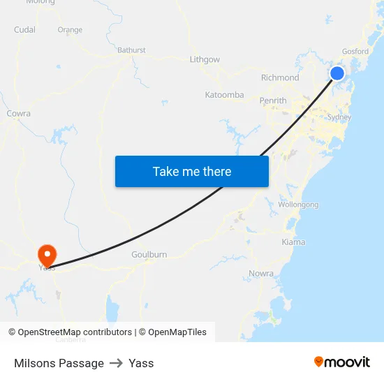 Milsons Passage to Yass map