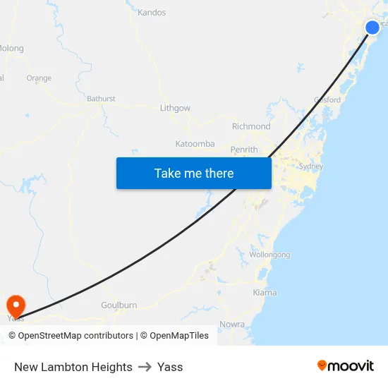 New Lambton Heights to Yass map