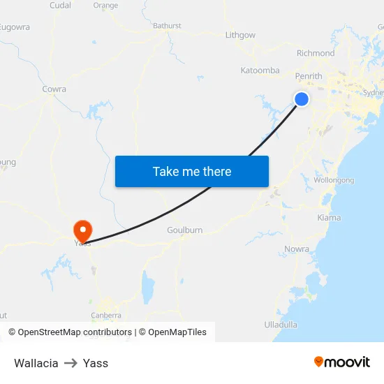Wallacia to Yass map