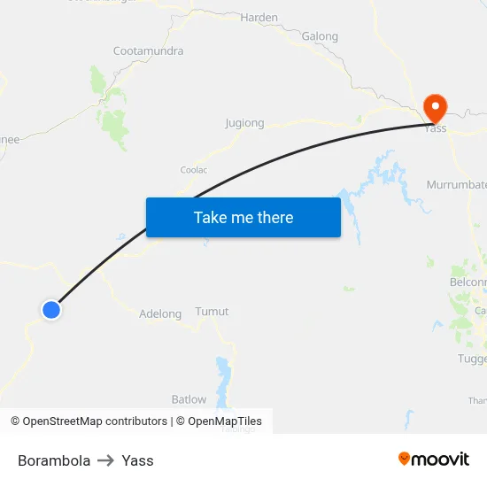 Borambola to Yass map