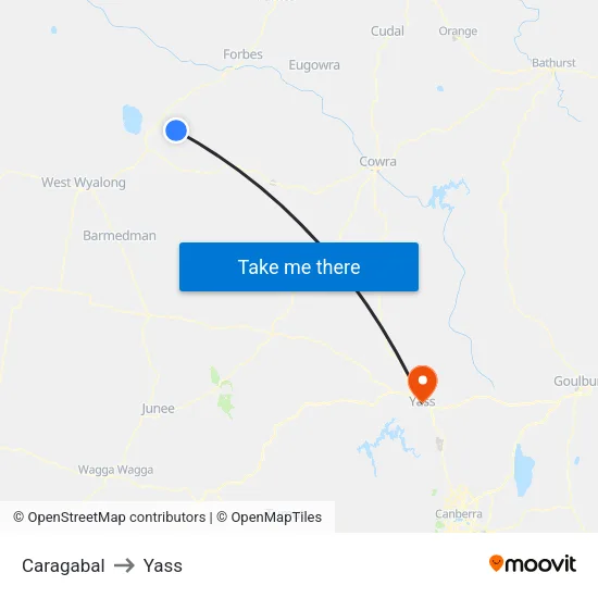 Caragabal to Yass map