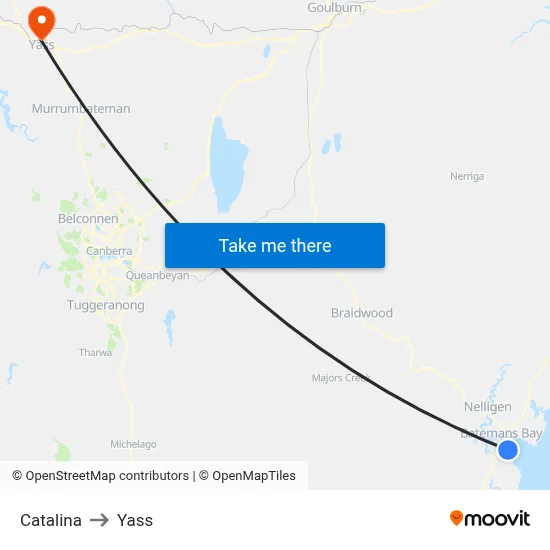 Catalina to Yass map