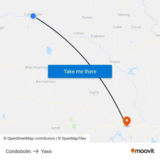 Condobolin to Yass map